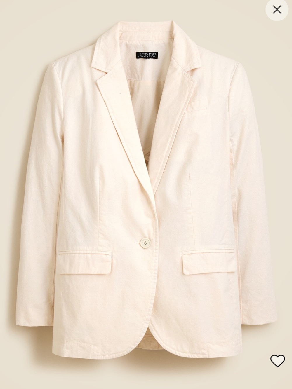 J.Crew Easy fit blazer in cotton blend, size 6, creamy white colour